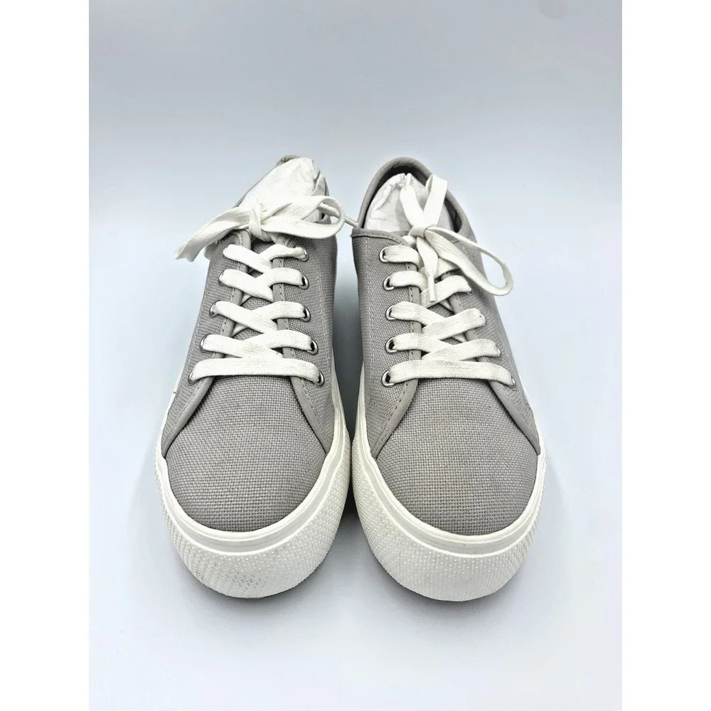 Steve Madden Platform Sneakers Womens Grey‎ Canvas Low Top Lace Up Shoes NWO Box